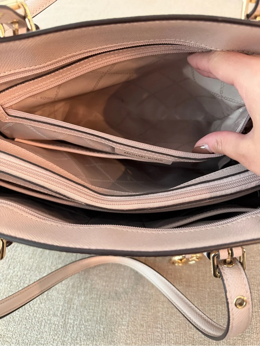 Michael Kors Blush Saffiano Leather Tote with Gold Accents